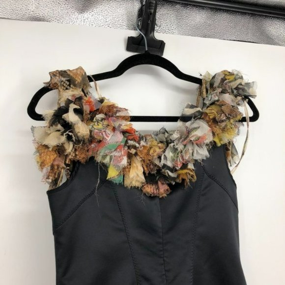 Just Cavalli Roberto black silk corset off shoulder Boa Scarf ruffle  neck Dress - Picture 6 of 13